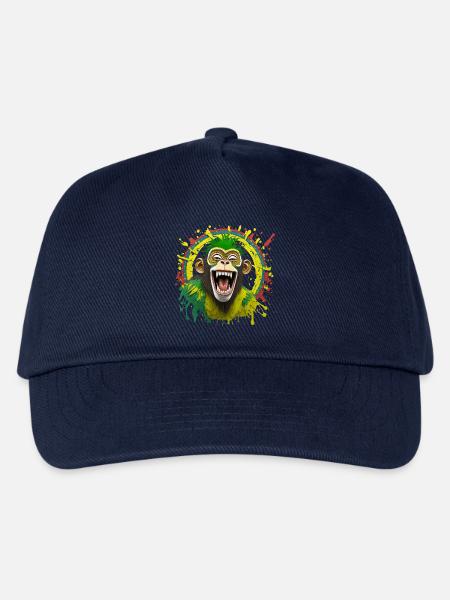 Porträt/Kopf eines Rasta-Affen, der in Gelächter ausbricht - Kinder Basecap - Navy