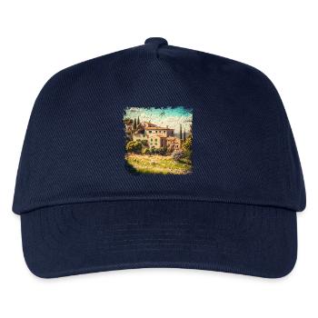 sunny mediterranean landscape with old houses - Kids’ Baseball Cap - navy - Front
