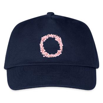 rosa Blüten Kranz für frühlingshafte Dekoration - Kinder Basecap - Navy - Vorne