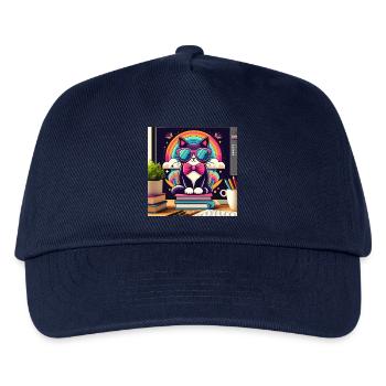 Fleißige Katze mit Brille - Kinder Basecap - Navy - Vorne