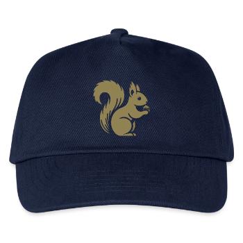 Minimalistische Eichhörnchen Silhouette mit Nuss - Kinder Basecap - Navy - Vorne