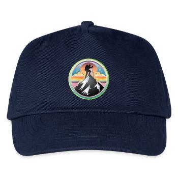 Berge mit einem Bergsteiger auf dem Gipfel - Kinder Basecap - Navy - Vorne