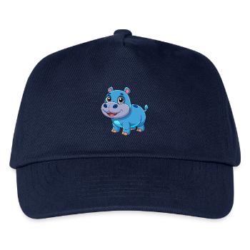 Nilpferd Niedliche Maskottchen Zeichentrickfigur Kawaii - Kinder Basecap - Navy - Vorne