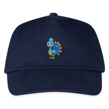 Pfau Niedliche Maskottchen Zeichentrickfigur Kawaii - Kinder Basecap - Navy - Vorne