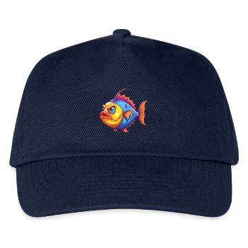 Tiefsee-Beilfisch Bunte Kawaii Karikatur - Kinder Basecap - Navy - Vorne