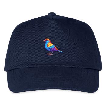 Rot geflügelte Amsel Bunte Kawaii Karikatur - Kinder Basecap - Navy - Vorne