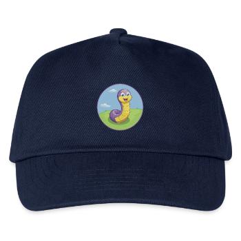 Regenwurm Niedlich Kawaii Cartoon Clipart Tier Haustier - Kinder Basecap - Navy - Vorne