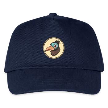 Krähe Kawaii Cartoon Figur Tier Haustier Gesicht - Kinder Basecap - Navy - Vorne