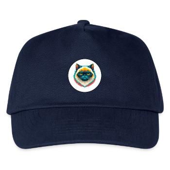 Himalaya-Katzenrasse Karikatur Kawaii Tier Haustier - Kinder Basecap - Navy - Vorne