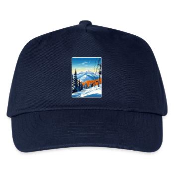 Aspen Ski Skifahren Reise Poster Souvenir Farbe WPA - Kinder Basecap - Navy - Vorne