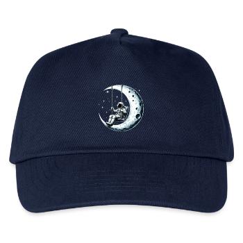 Astronaut Raumfahrer schaukeln Schaukel Mond Gesch - Kinder Basecap - Navy - Vorne