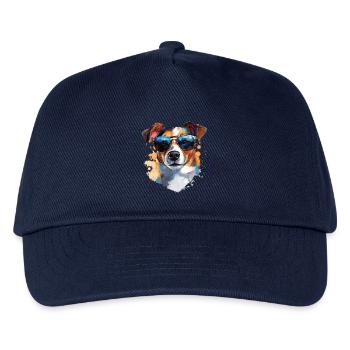 Jack Russel mit Sonnenbrille - Kinder Basecap - Navy - Vorne