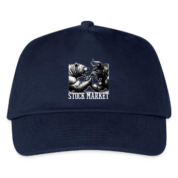 Aktienmarkt Börse Stier Bulle Bär Geschenk - Kinder Basecap - Navy - Vorne