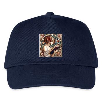 Jugendstil Frau Buch Bücher Lesen Geschenk - Kinder Basecap - Navy - Vorne