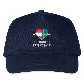 Österreich und Schweden 100% Freundschaft - Kinder Basecap - Navy - Vorne