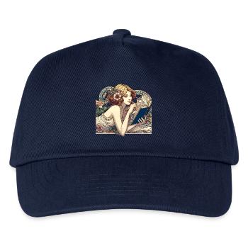 Jugendstil Frau Buch Bücher Lesen Geschenk - Kinder Basecap - Navy - Vorne