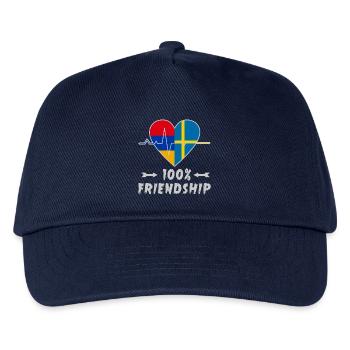 Armenien und Schweden 100% Freundschaft - Kinder Basecap - Navy - Vorne