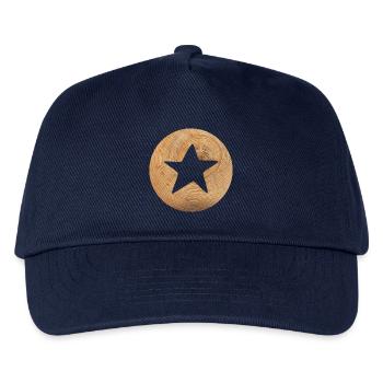 Kreis Holz Stern Weihnachten Natur Symbol Xmas - Kinder Basecap - Navy - Vorne