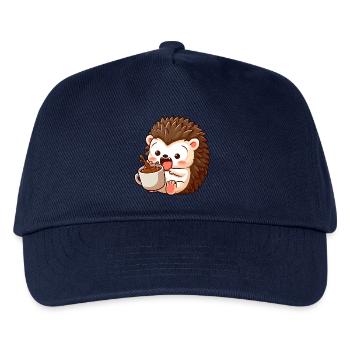 Hedgehog caffeine comic funny shocked hedgehog - Kids’ Baseball Cap - navy - Front