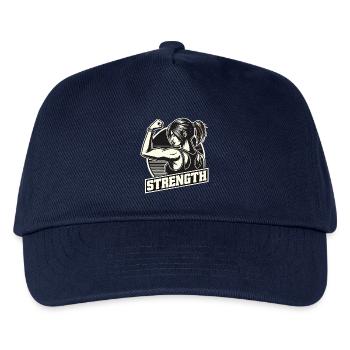 Strength Strong Woman Stretches Arm on Power Gift - Kids’ Baseball Cap - navy - Front