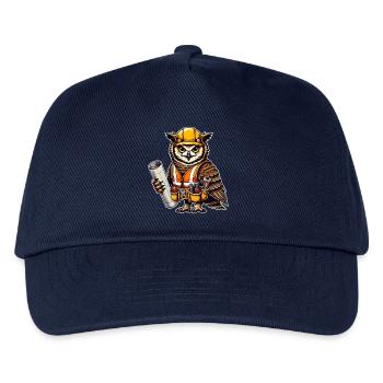 Bauarbeiter-Eule – Clever & Handwerklich! - Kinder Basecap - Navy - Vorne