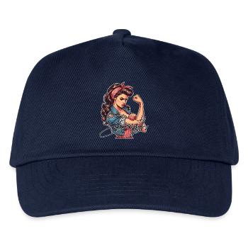Stärke starke Frau Rockabilly Geschenk - Kinder Basecap - Navy - Vorne