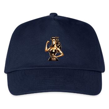 Strong Woman Golden Rockabilly Style Gold Gift - Kids’ Baseball Cap - navy - Front