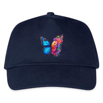 Bunter Schmetterling, von der Natur inspirierte Sommerstimmungen - Kinder Basecap - Navy - Vorne