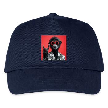 Monkey in red sunglasses making rock gesture - Kids’ Baseball Cap - navy - Front