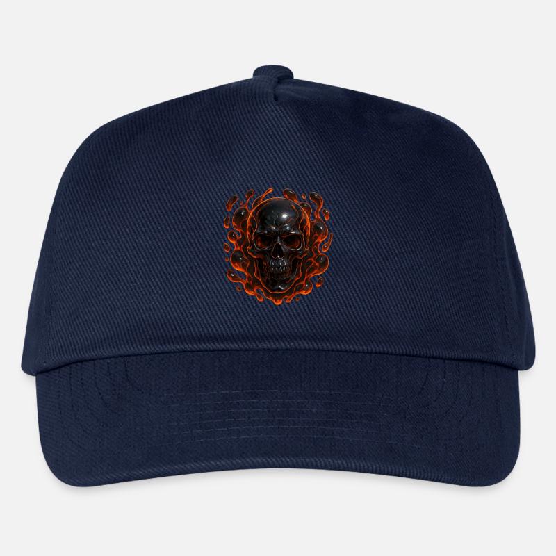 Flammender Totenkopf - Kinder Basecap - Navy