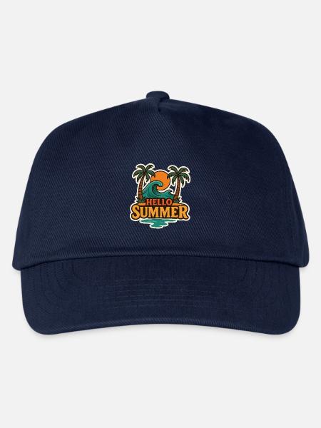 Hallo Sommer-Tropenwellen-Abzeichen - Kinder Basecap - Navy