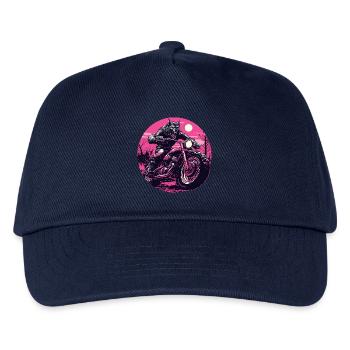 Werewolf on Motorcycle Neon Pink - Kids’ Baseball Cap - navy - Front