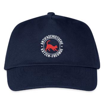 Antifaschistische Katzen Freunde - Gegen Rechts - Kinder Basecap - Navy - Vorne