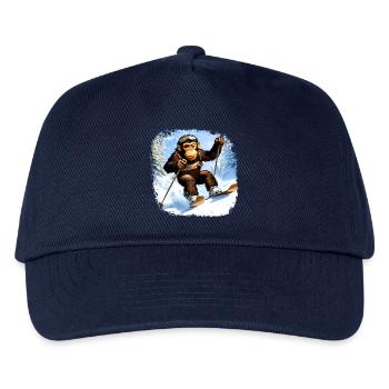 Affen Ski / Skifahrer Affe - Kinder Basecap - Navy - Vorne