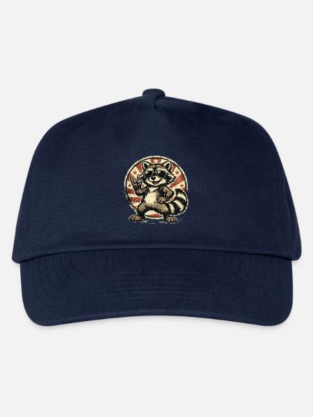 Waschbär Rockt – Retro Rock Musik - Kinder Basecap - Navy