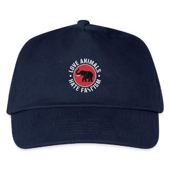 Liebe Tiere, hasse Faschismus – Antifaschistisches Merch - Kinder Basecap - Navy - Vorne