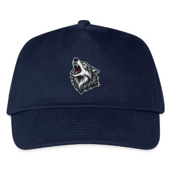 Wild Wolf Heult Rotaugen-Maskottchen Wolf Maskottchen - Kinder Basecap - Navy - Vorne