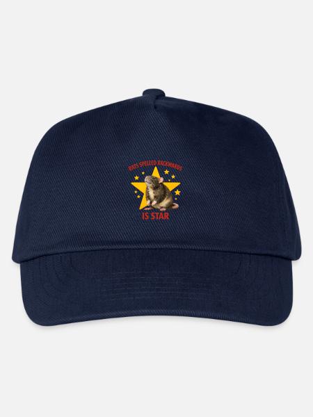 RATS spelled BACKWARDS is STAR ! Funny Rat Design - Kinder Basecap - Navy