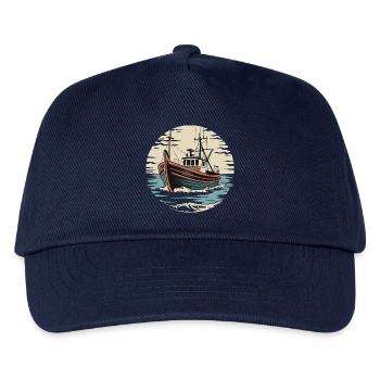 Fishing Boat On The High Seas Vintage Sailor Maritime - Kids’ Baseball Cap - navy - Front