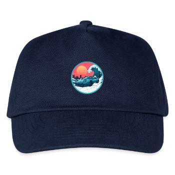 Retro 90er JDM NSX Great Wave Sunset Emblem - Kinder Basecap - Navy - Vorne