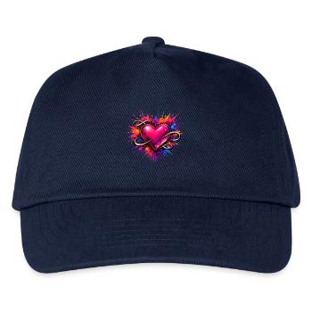 Herz mit Unendlichkeitszeichen und Farbexplosion - Kinder Basecap - Navy - Vorne
