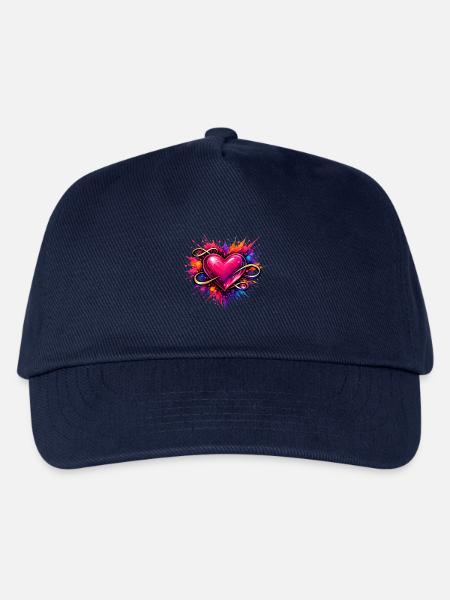 Herz mit Unendlichkeitszeichen und Farbexplosion - Kinder Basecap - Navy