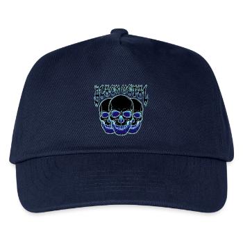 Neon Schädel Trio Blau - Kinder Basecap - Navy - Vorne