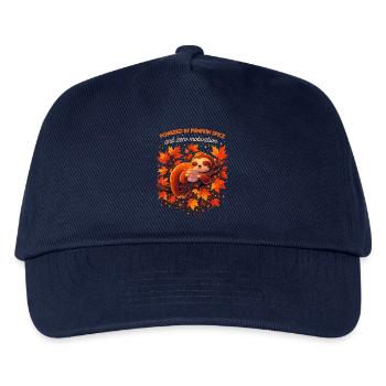 Müdes Faultier: Powered by Pumpkin Spice & PSL - Kinder Basecap - Navy - Vorne
