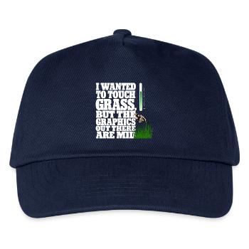 Touching Grass Gamer Shirt | Lustiges Nerd Gaming - Kinder Basecap - Navy - Vorne
