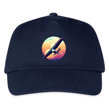 Segelflugzeug beim Sonnenuntergang Design - Kinder Basecap - Navy - Vorne