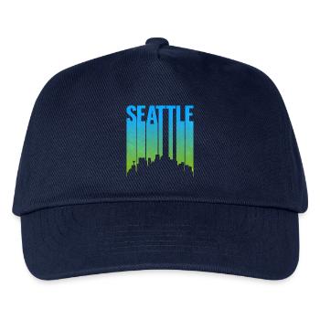 Estampe d’art au néon de la Skyline de Seattle - Casquette de baseball Enfant - marine - Devant