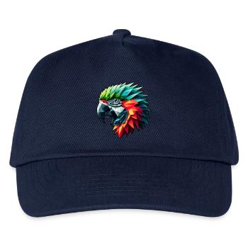 Papagei in Polygon Design Bunt - Kinder Basecap - Navy - Vorne