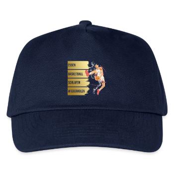 Essen - Basketball - Schlafen - Wiederholen - Kinder Basecap - Navy - Vorne