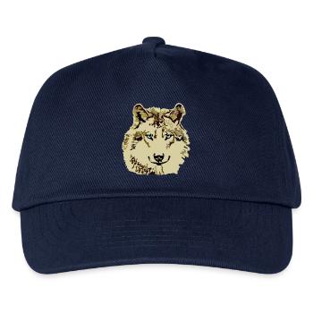 Wolf braun blaue Augen - Kinder Basecap - Navy - Vorne